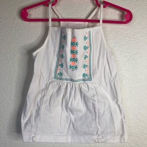 Carter’s 2T Floral Embroidered  Detail White Tank